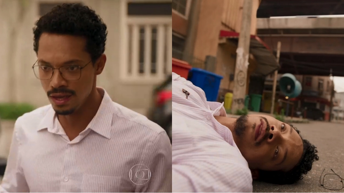 Lucas, personagem de Nando Brandão, morre com um tiro à queima-roupa em Amor de Mãe (Reprodução: Globo)