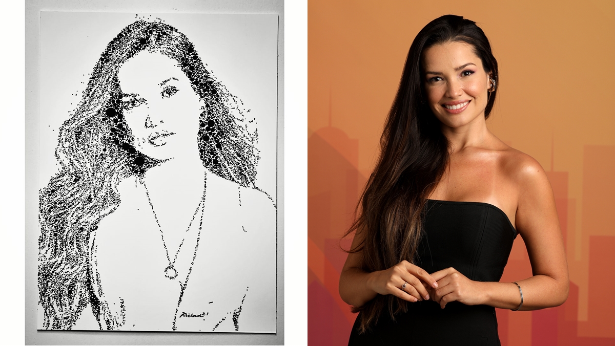 Richard Brandão retratou Juliette, do BBB 21, em uma obra sua (Reprodução: Instagram/Globo/Montagem Observatório da TV)