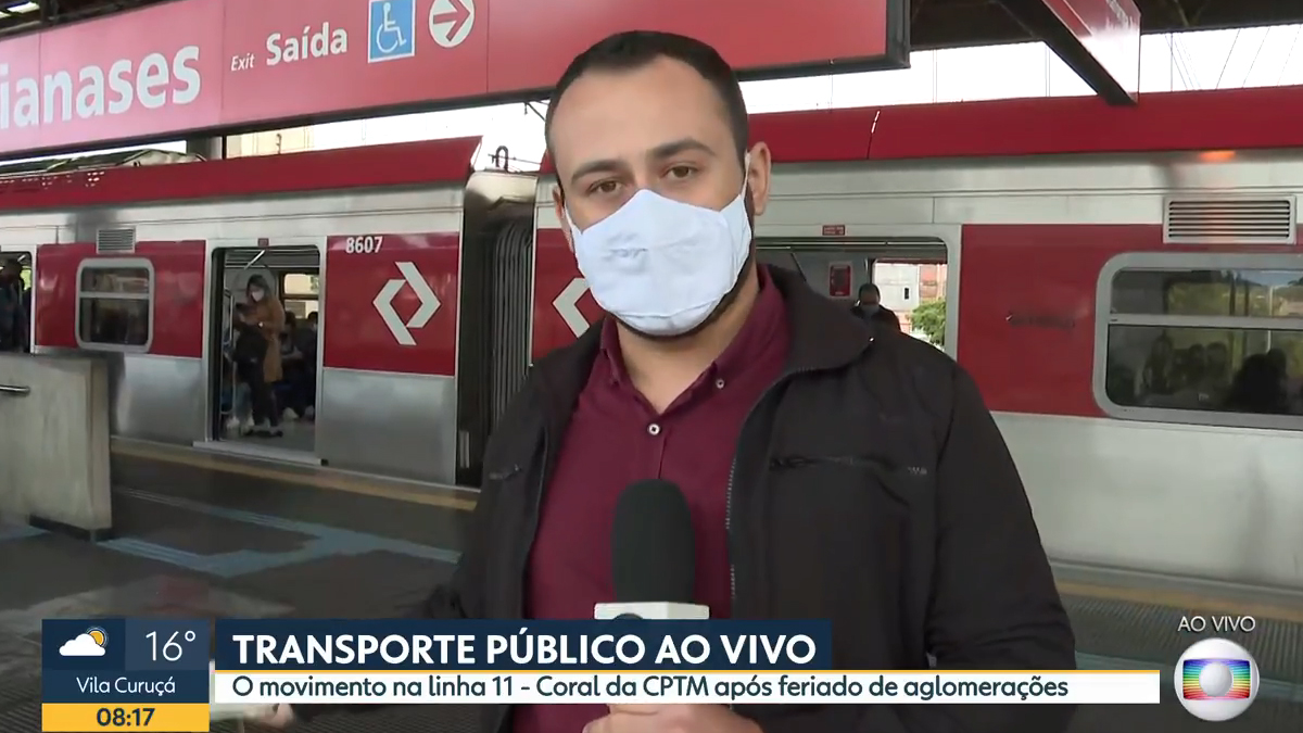 O repórter Rômulo D'Avila no Bom Dia SP, telejornal da Globo