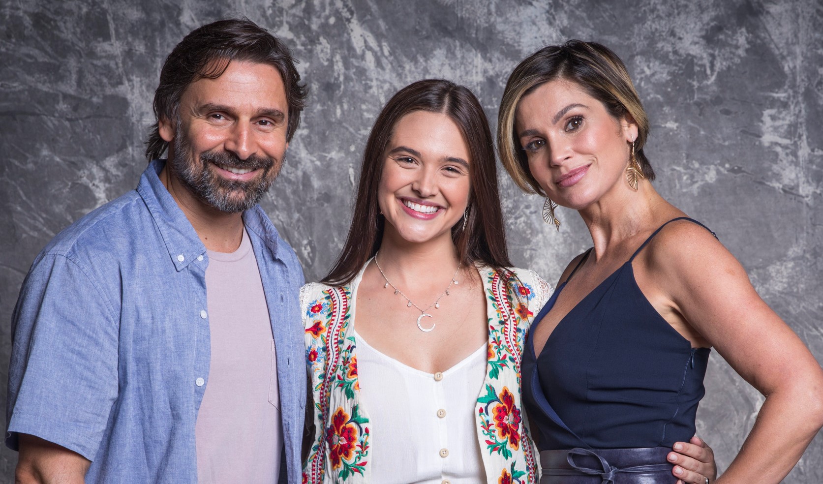 Murilo Rosa, Juliana Paiva e Flávia Alessandra nos bastidores de Salve-se Quem Puder (Divulgação/Rede Globo)
