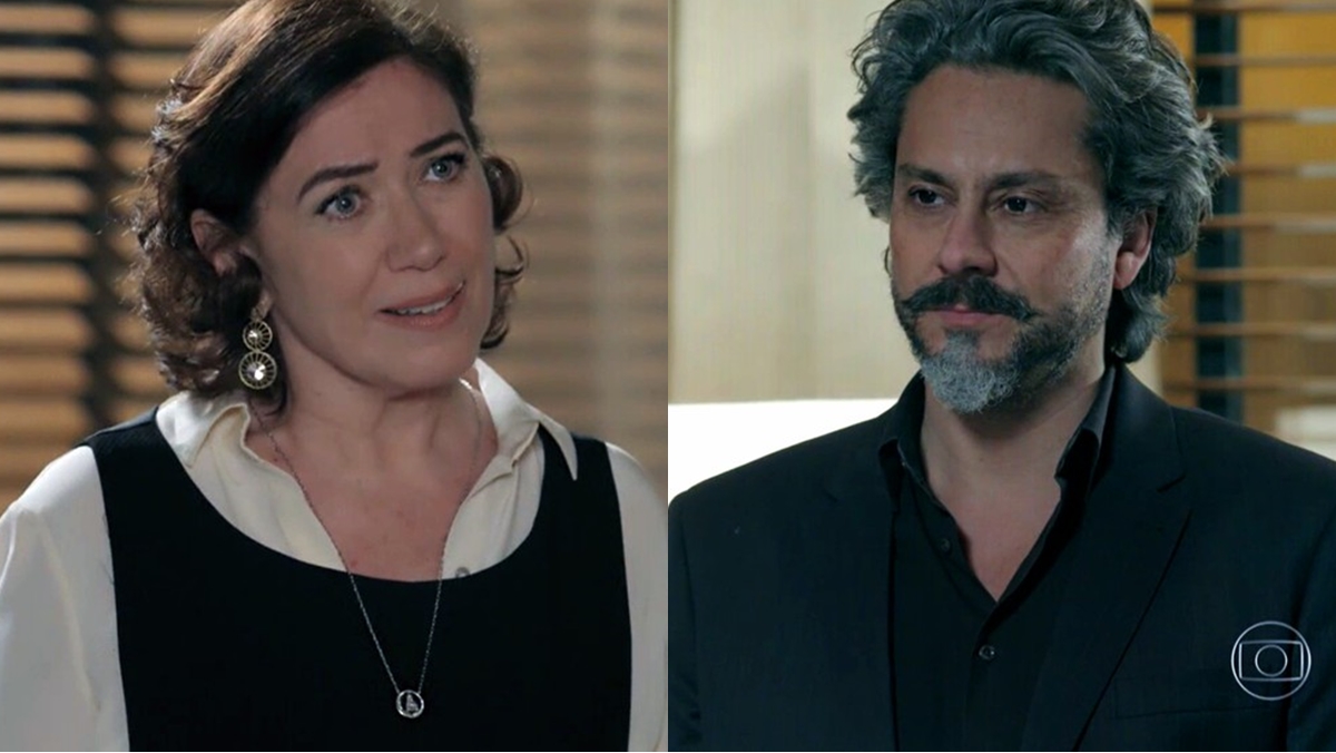 Maria Marta (Lilia Cabral) diz para José Alfredo (Alexandre Nero) dar mais atenção a Cristina (Leandra Leal) - 'Império' — Foto: Globo