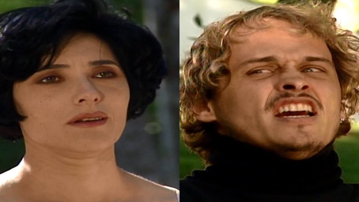 Christiane Torloni (Diná) e Guilherme Fontes (Alexandre) em cena de A Viagem (Reprodução: Globo)