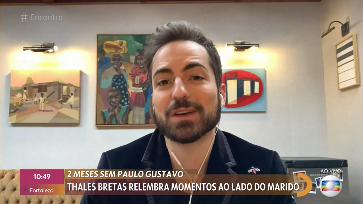 Thales Bretas, viúvo de Paulo Gustavo, no Encontro (Reprodução / TV Globo)