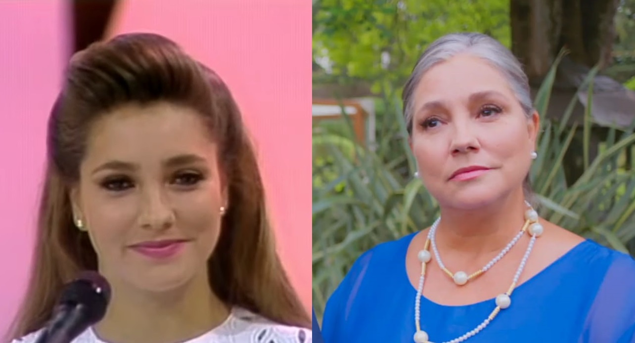 Gabriela Rivero como professora Helena (à esquerda) e atualmente, na novela Vencer el Pasado (à direita) (Reprodução/YouTube/Televisa)