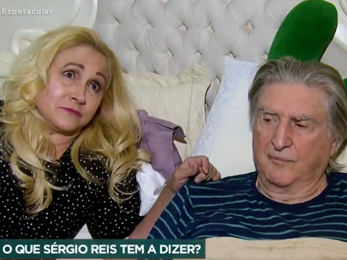 Sérgio Reis ao lado da esposa (Reprodução/Record TV)