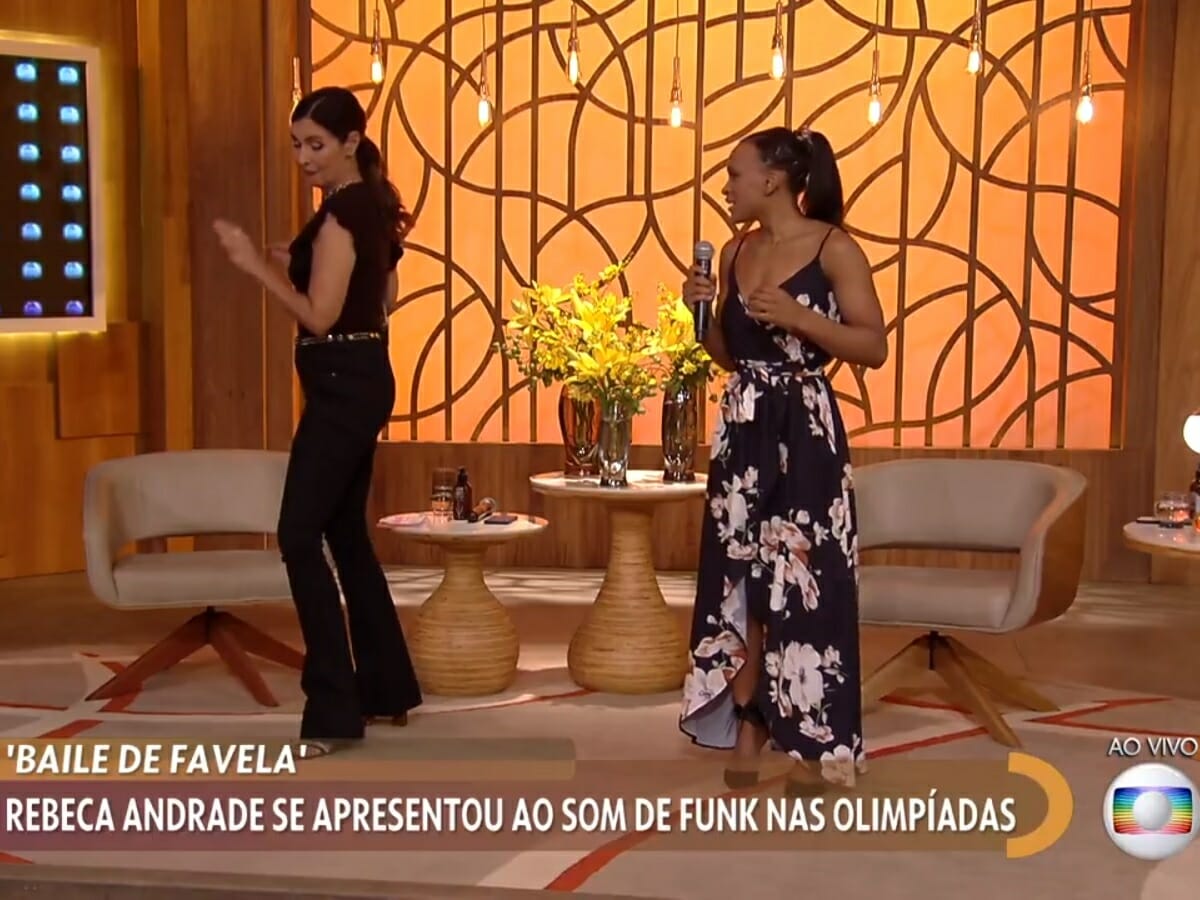 Fátima Bernardes e Rebeca Andrade no Encontro