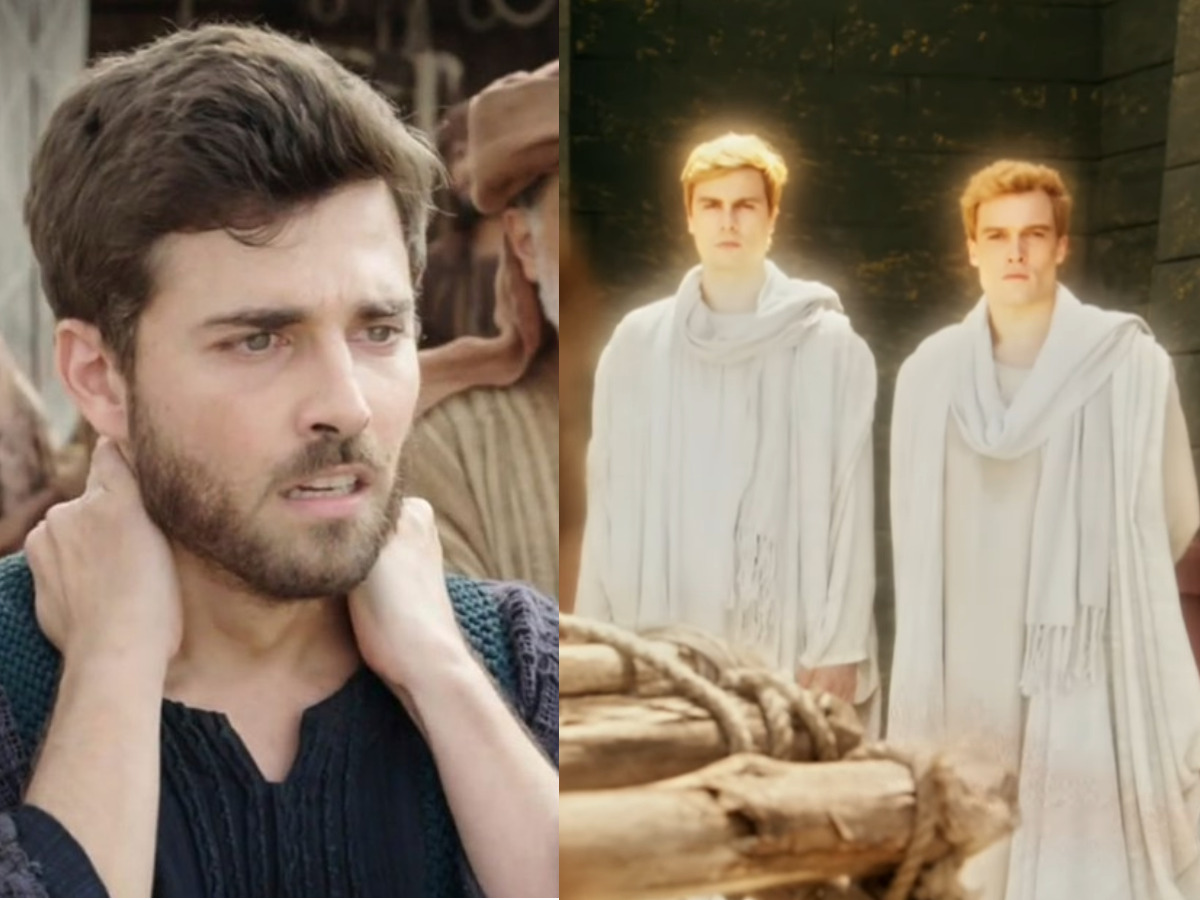 Jacó e os anjos Gabriel e Miguel em Gênesis (Reprodução - Record TV)