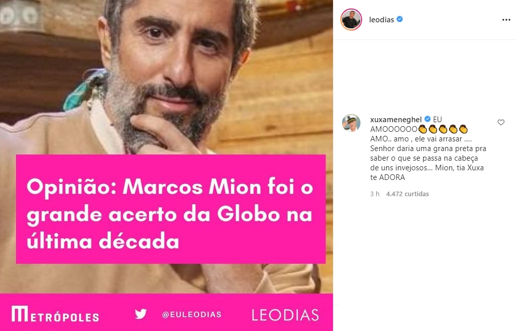 Xuxa Meneghel comenta contratação de Marcos Mion feita pela Globo