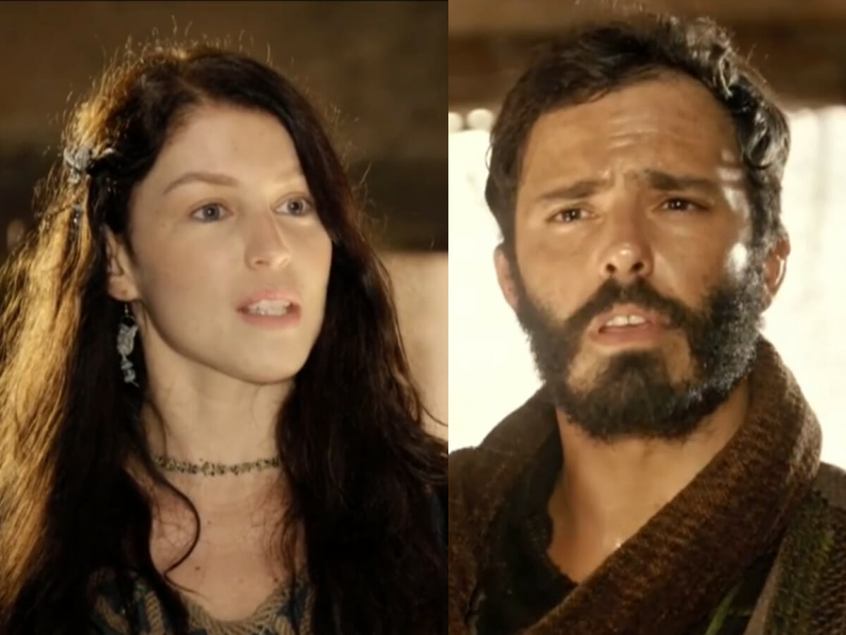 Muriel (Rhaisa Batista) e Judá (Thiago Rodrigues) em Gênesis (Reprodução/Record TV)