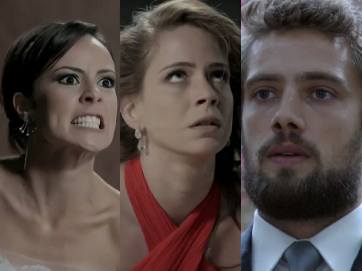 Maria Clara (Andreia Horta), Cristina (Leandra Leal) e Vicente (Rafael Cardoso) de Império