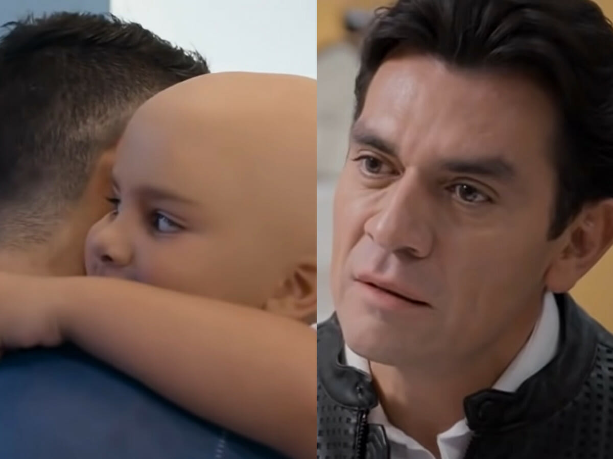 Nicolas e Pedro se abraçam; Ernesto não aceita aproximação em Te Dou a Vida (Reprodução Televisa)
