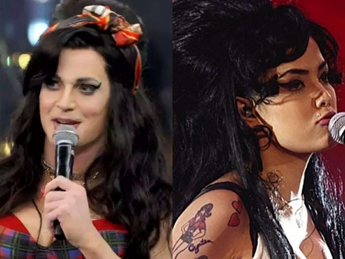 Fiuk e Li Martins interpretaram Amy Winehouse em versões do Show dos Famosos (Reprodução: Globo/SBT)