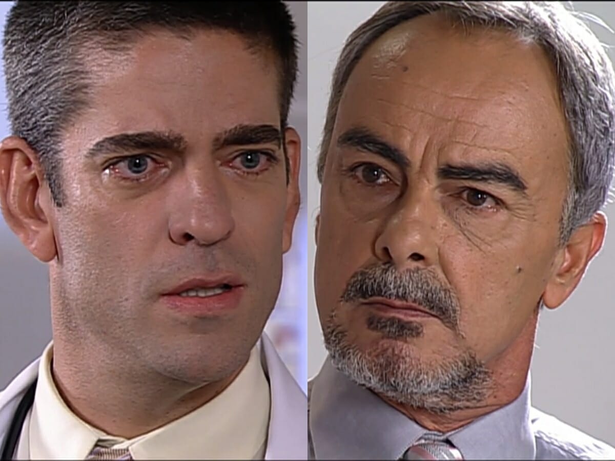 Leandro (Rogério Fabiano) e Hélio (Roberto Pirillo) de Prova de Amor