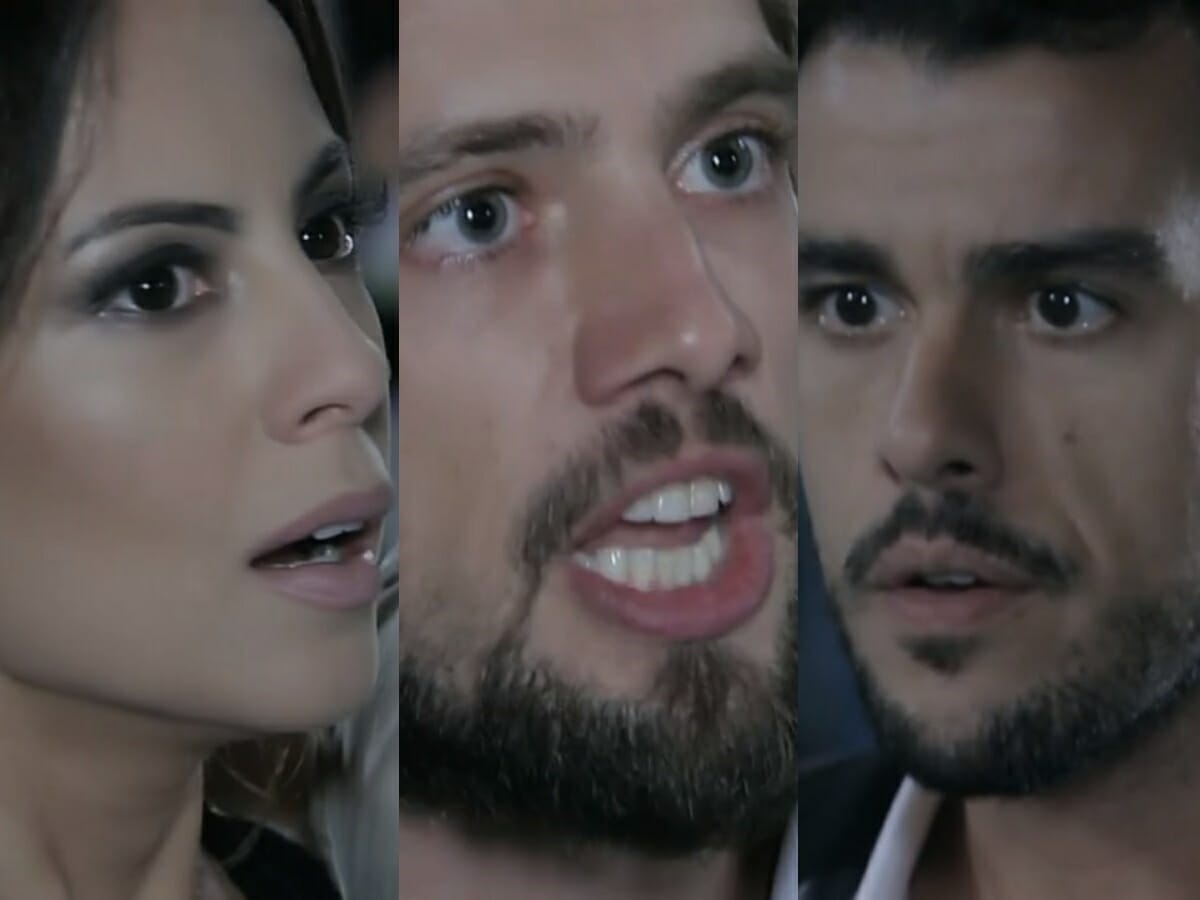 Maria Clara (Andreia Horta), Vicente (Rafael Cardoso) e Enrico (Joaquim Lopes) de Império
