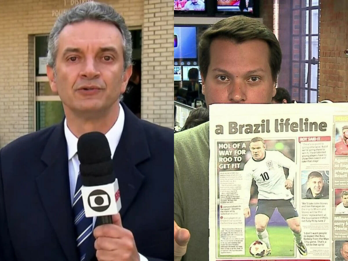 O repórter Roberto Paiva e o correspondente Fernando Saraiva (Reprodução Globo)