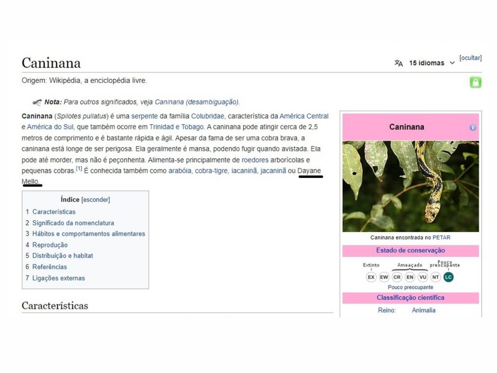 Caninana na Wikipedia