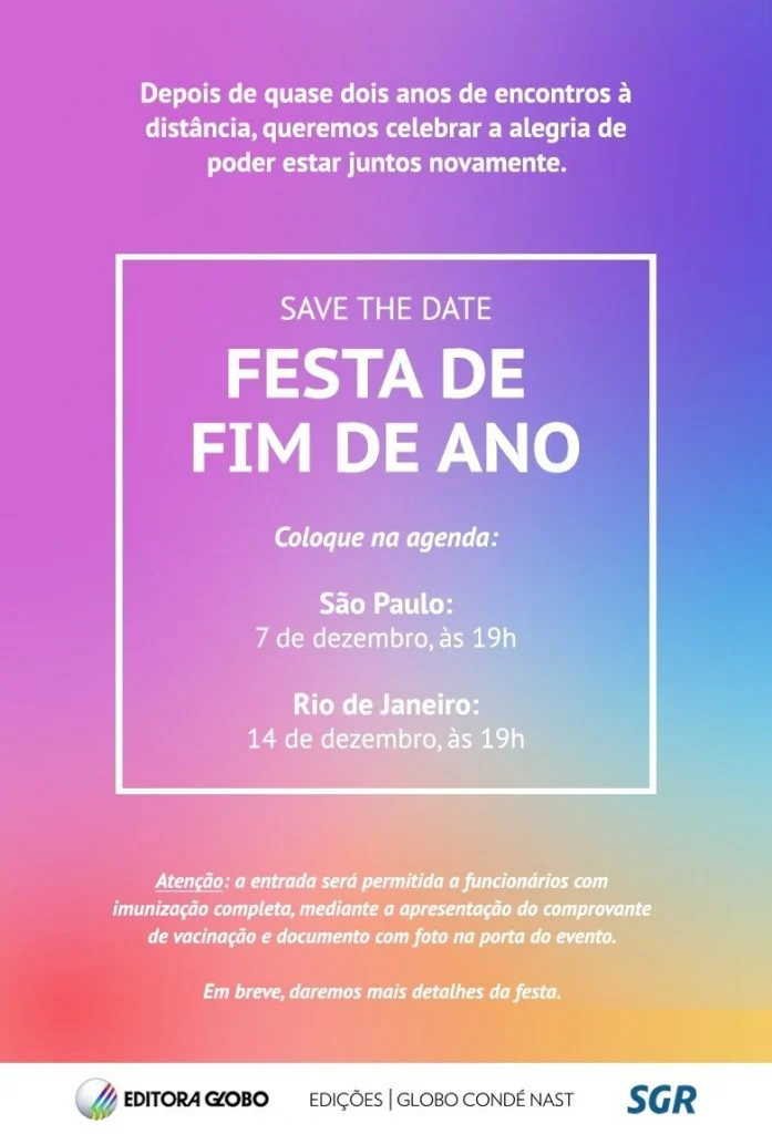 Convite para festas da Globo (Reprodução)