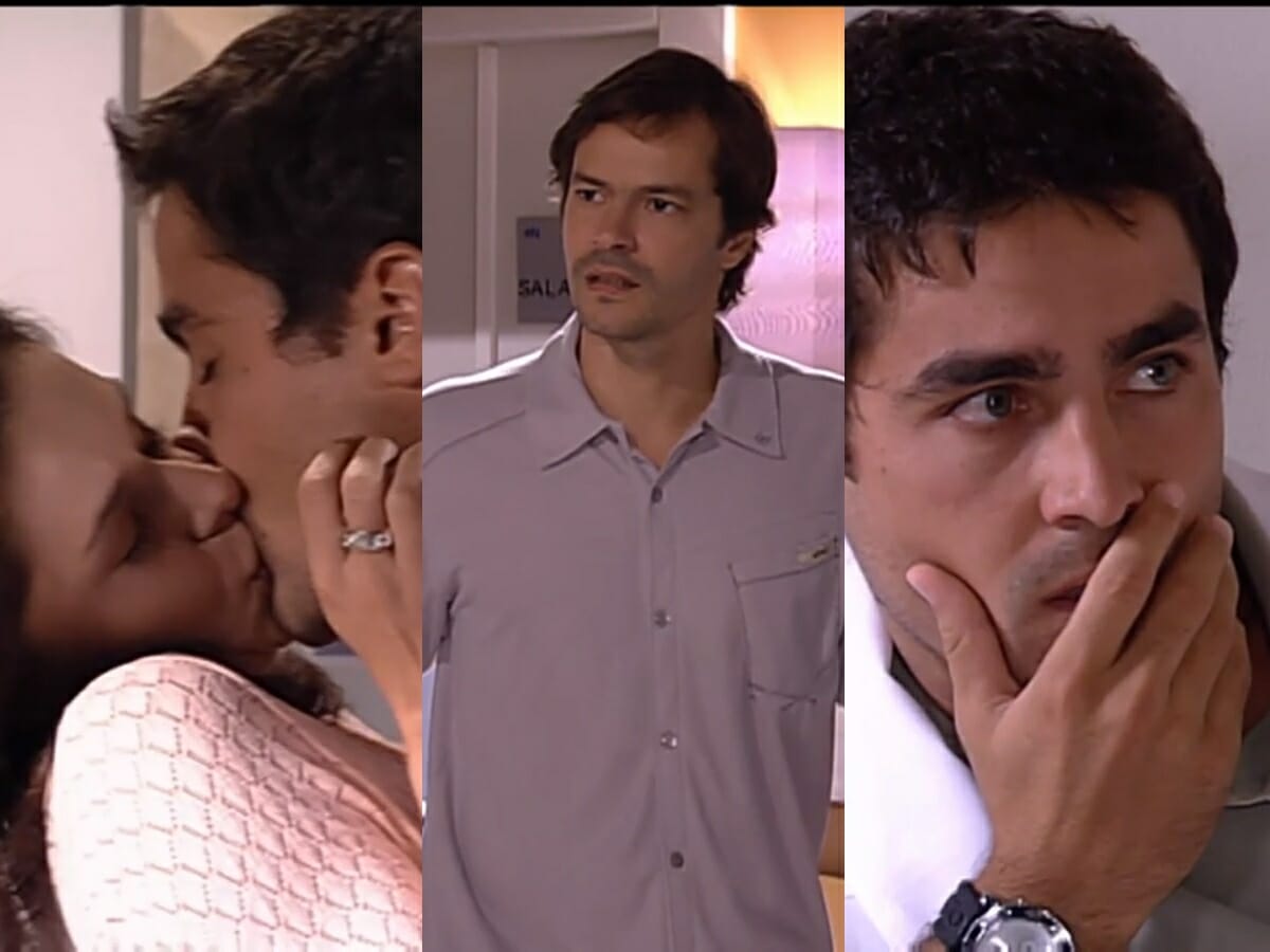 Joana (Bianca Rinaldi), Marco Aurélio (Ricardo Pereira) e Felipe (Heitor Martinez) de Prova de Amor