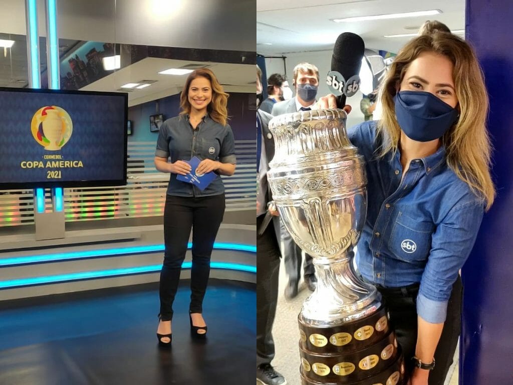 A repórter Fernanda Arantes, do SBT, na Copa América 2021