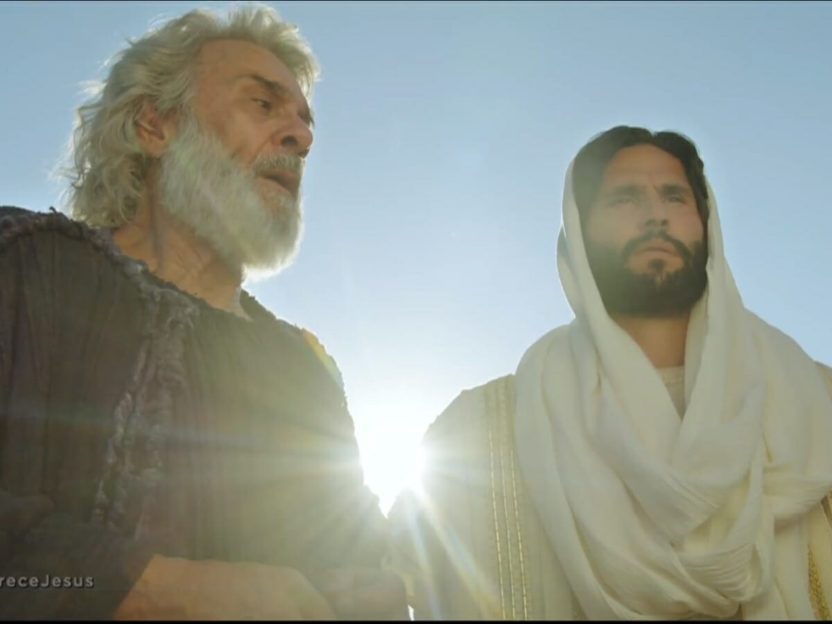 Abraão (Zé Carlos Machado) e Jesus (Dudu Azevedo) de A Bíblia