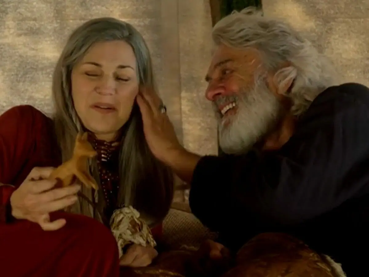 Sara (Adriana Garambone) e Abraão (Zé Carlos Machado) em A Bíblia (Reprodução/Record TV)