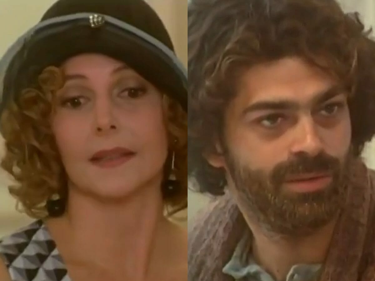 Dinorá (Maria Padilha) e Petruchio (Eduardo Moscovis) em O Cravo e a Rosa (Reprodução/Globo)