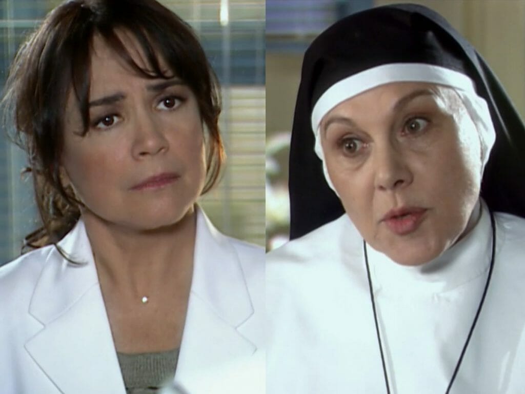 Helena (Regina Duarte) e Irmã Maria (Marly Bueno) em Páginas da Vida (Reprodução/Globo)