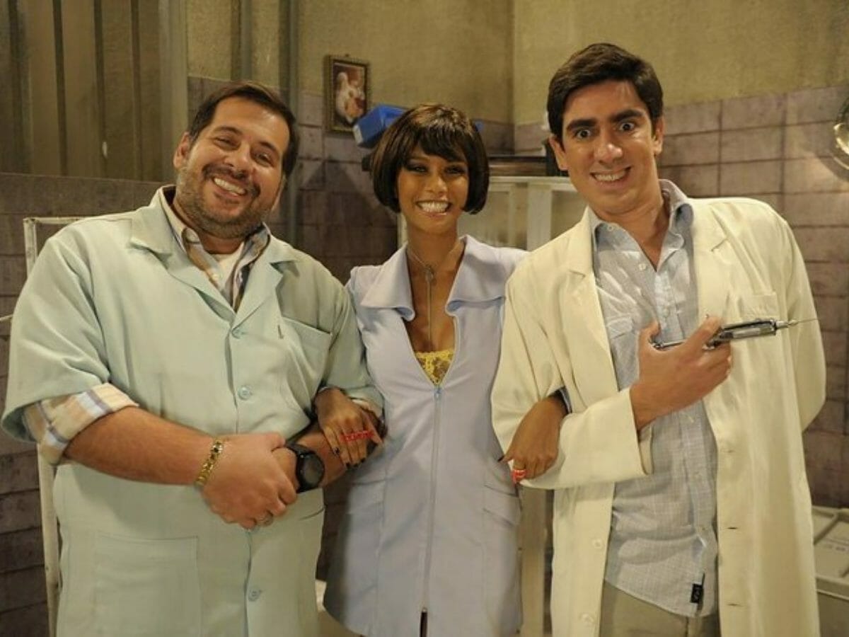 Leandro Hassum, Taís Araújo e Marcelo Adnet em O Dentista Mascarado (Divulgação)