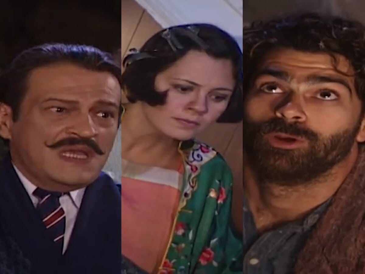 Nicanor (Luís Melo), Catarina (Adriana Esteves) e Petruchio (Eduardo Moscovis) de O Cravo e a Rosa