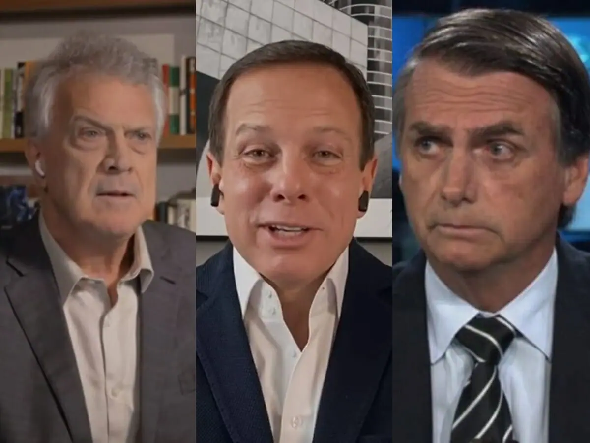 Pedro Bial, João Doria e Jair Bolsonaro