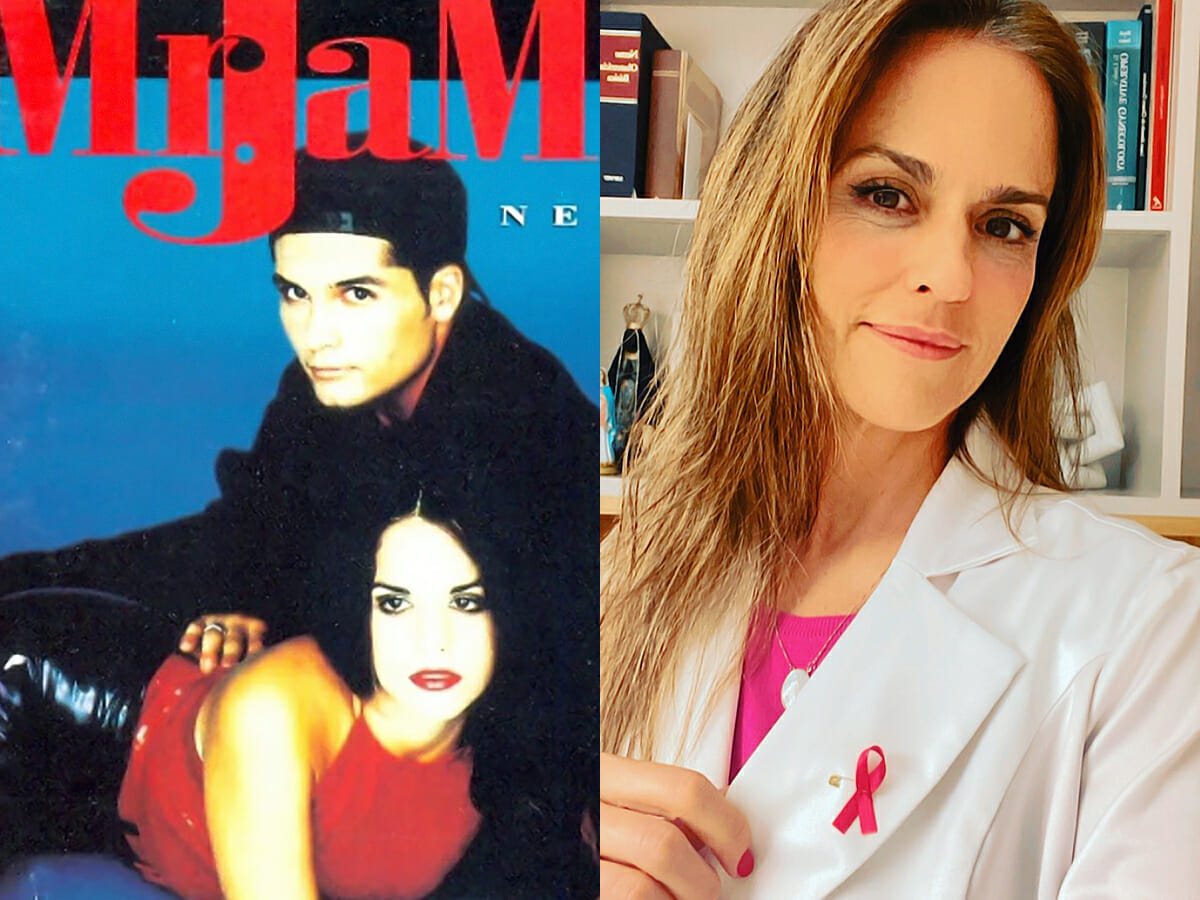 Laura Garambone em 1996, na capa do CD Mr. Jam, e atualmente, em seu consultório