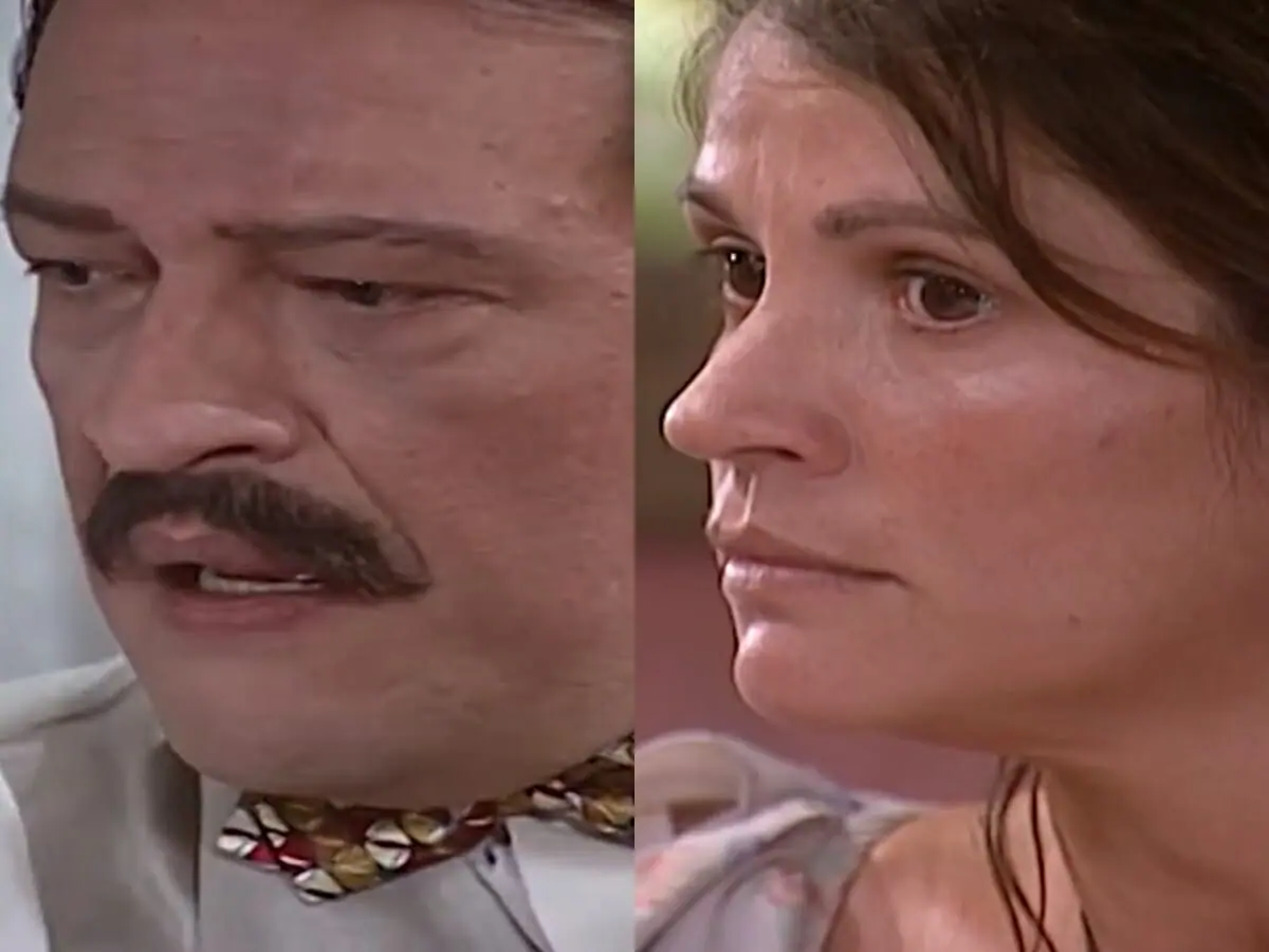 Batista (Luís Melo) e Joana (Tássia Camargo) de O Cravo e a Rosa