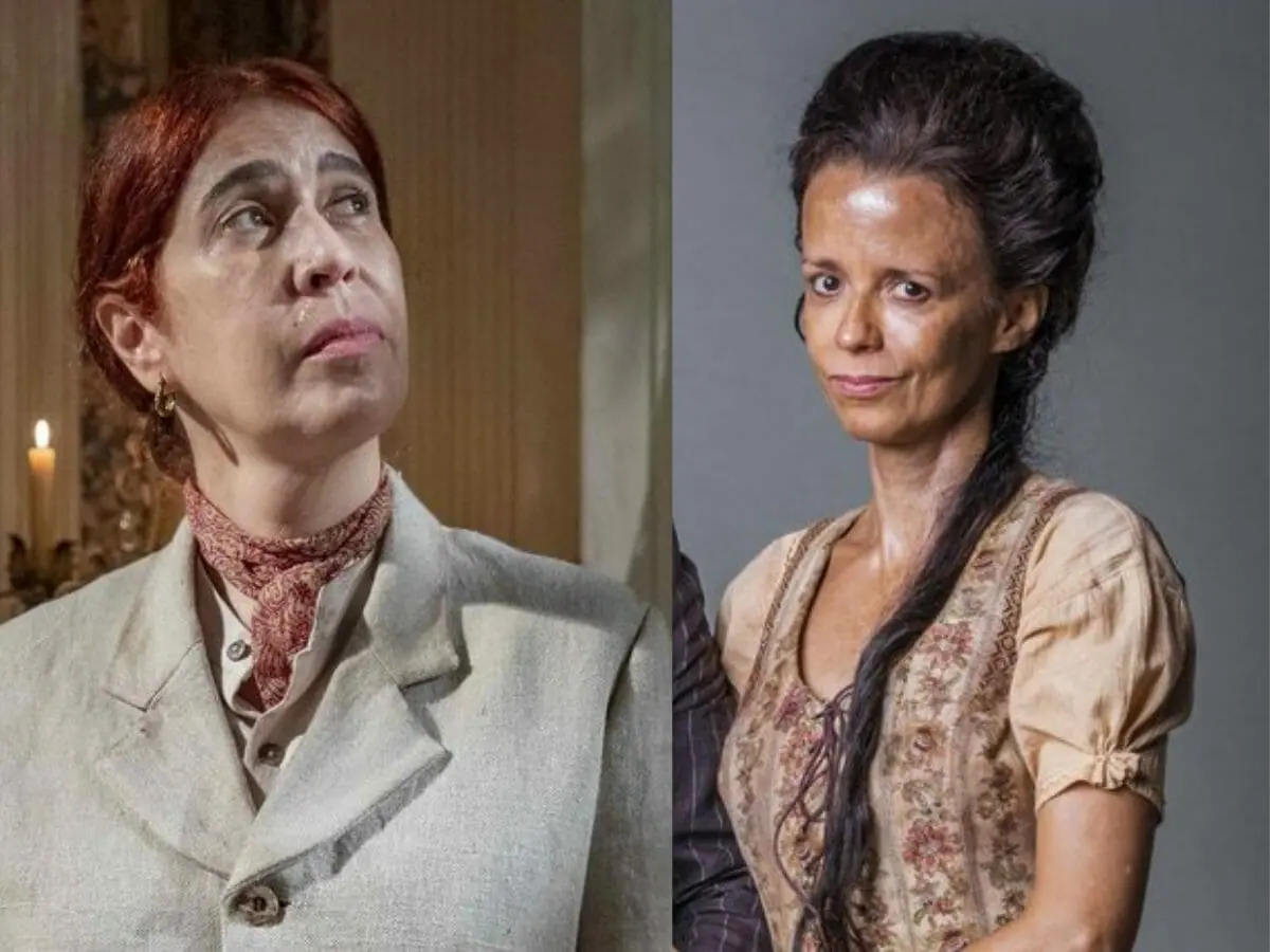 Vitória (Maria Clara Gueiros) e Clemência (Dani Barros) em Nos Tempos do Imperador (Reprodução/Globo)