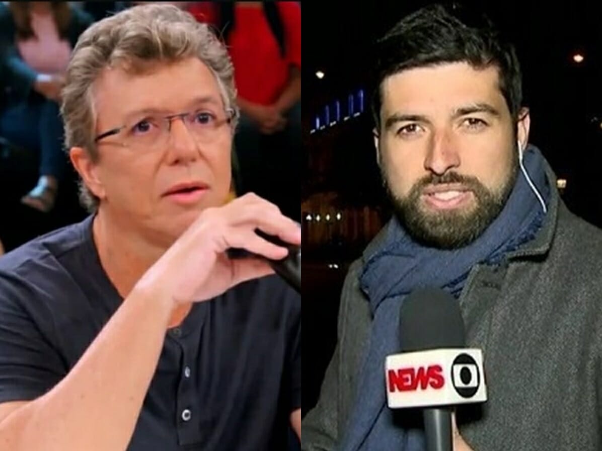 Diretor Boninho dá bronca em Rodrigo Carvalho, correspondente da GloboNews (Reprodução: Globo/GloboNews)