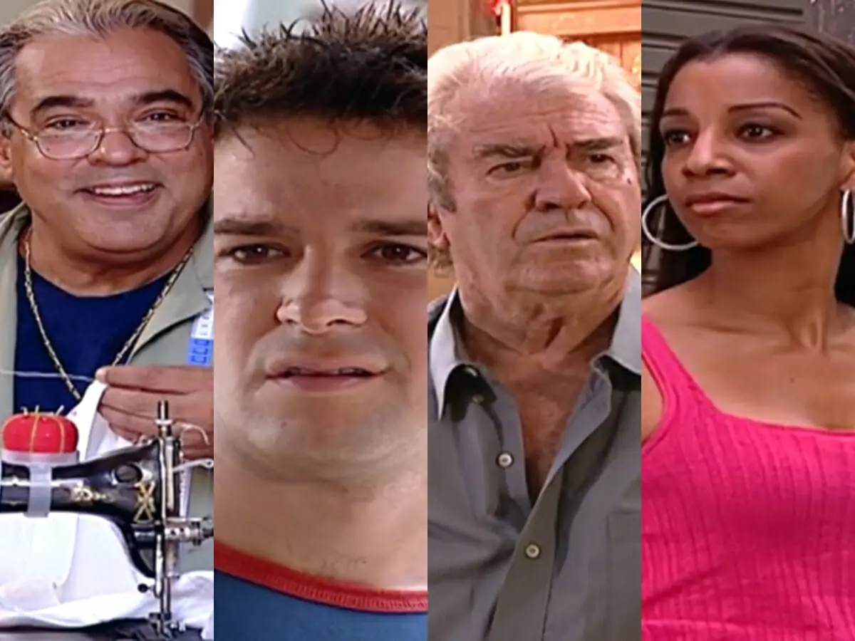 Edvaldo (Roberto Bonfim), Leo (Murilo Benício), Albieri (Juca de Oliveira) e Deusa (Adriana Lessa) de O Clone