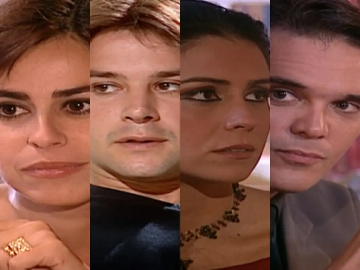 Maysa (Daniela Escobar), Lucas (Murilo Benício), Jade (Giovanna Antonelli) e Said (Dalton Vigh) de O Clone