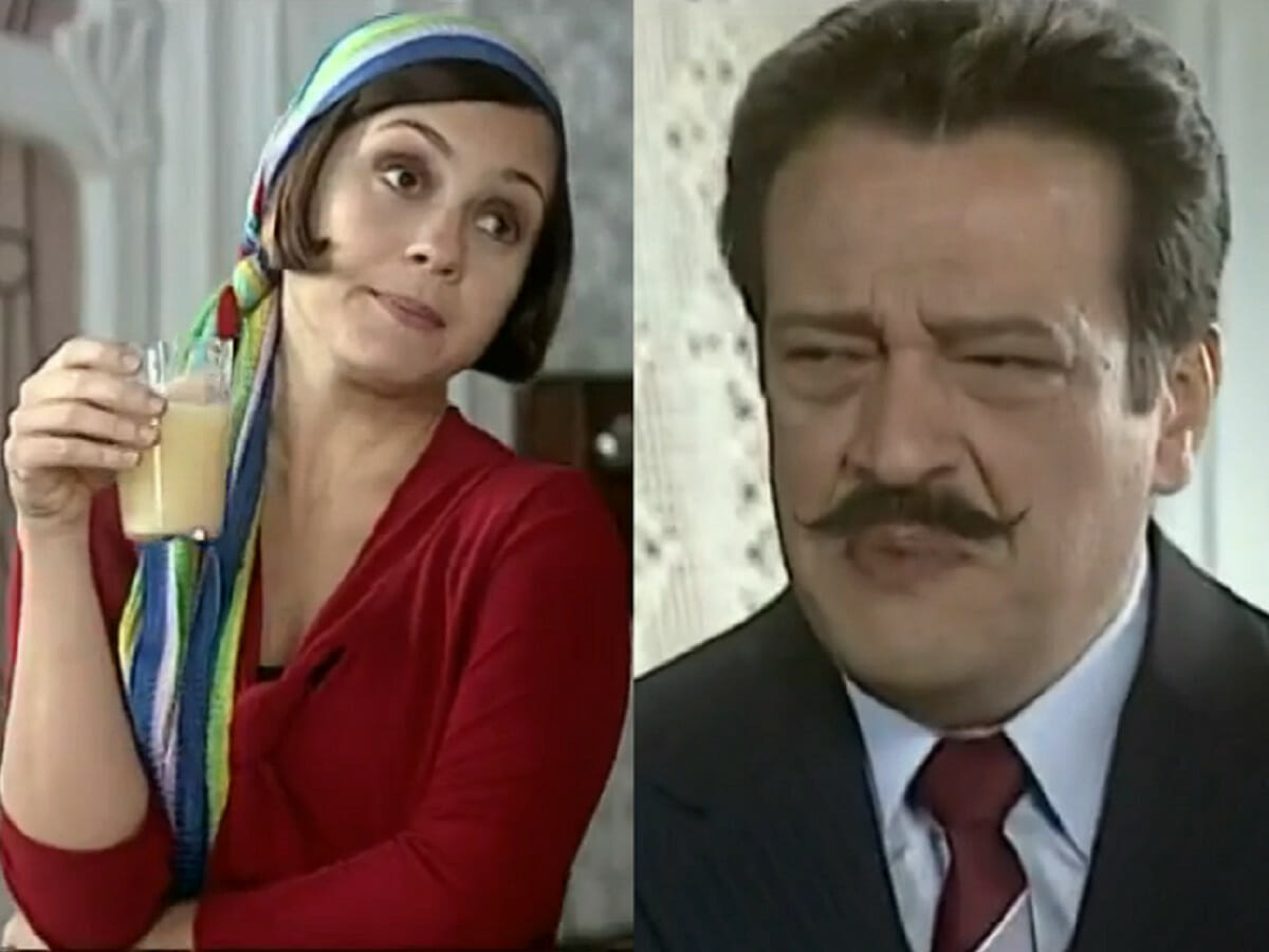 Catarina (Adriana Esteves) e Batista (Luís Melo) de O Cravo e a Rosa
