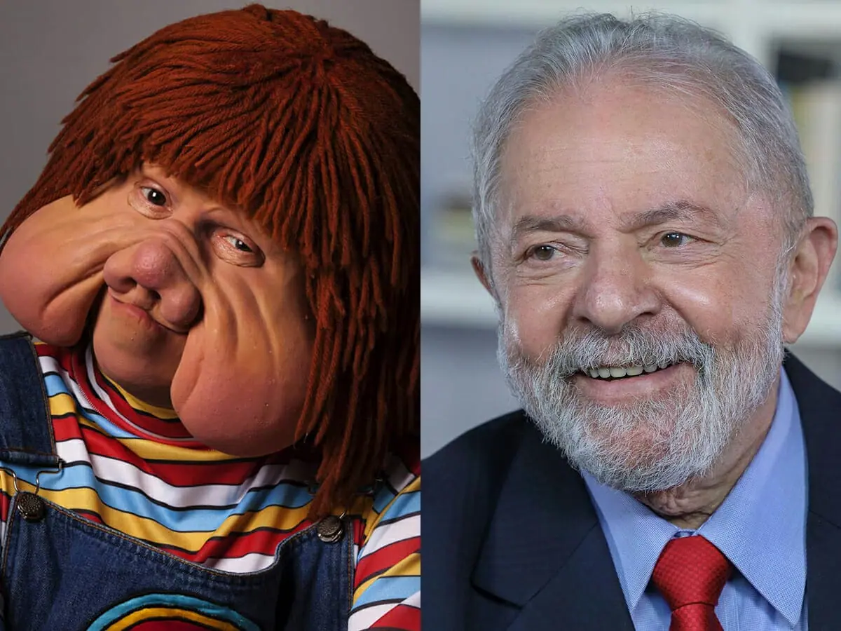 Fofão, personagem de Orival Pessini, e o ex-presidente Lula