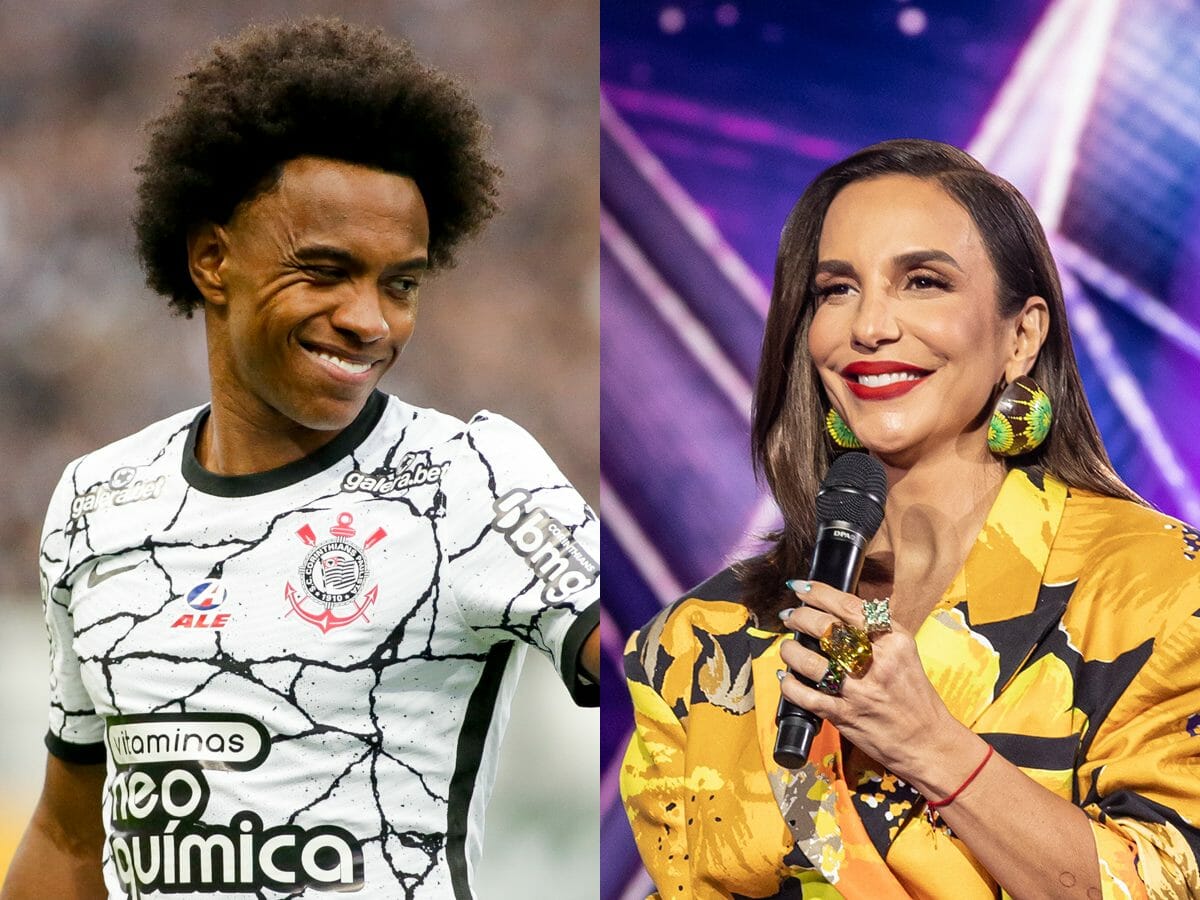 Willian, jogador do Corinthians, e Ivete Sangalo, apresentadora do The Masked Singer Brasil