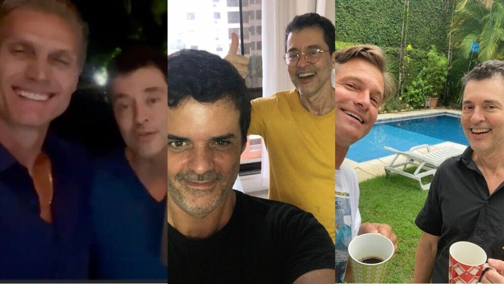 Autor Tiago Santiago reencontra André Segatti, Jorge Pontual e Claudio Heinrich (Reprodução: Facebook)