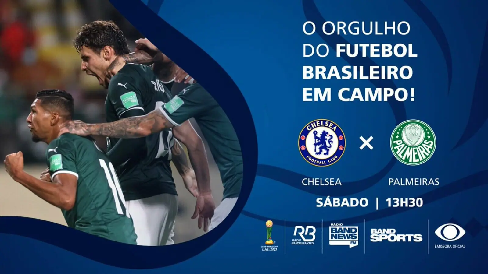 Band exibe Palmeiras e Chelsea