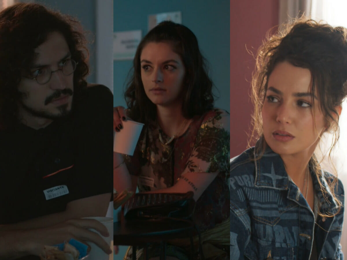 Felipe (Gabriel Leone), Bela (Bruna Martins) e Cecília (Fernanda Marques) em Um Lugar ao Sol (Reprodução/Globo)