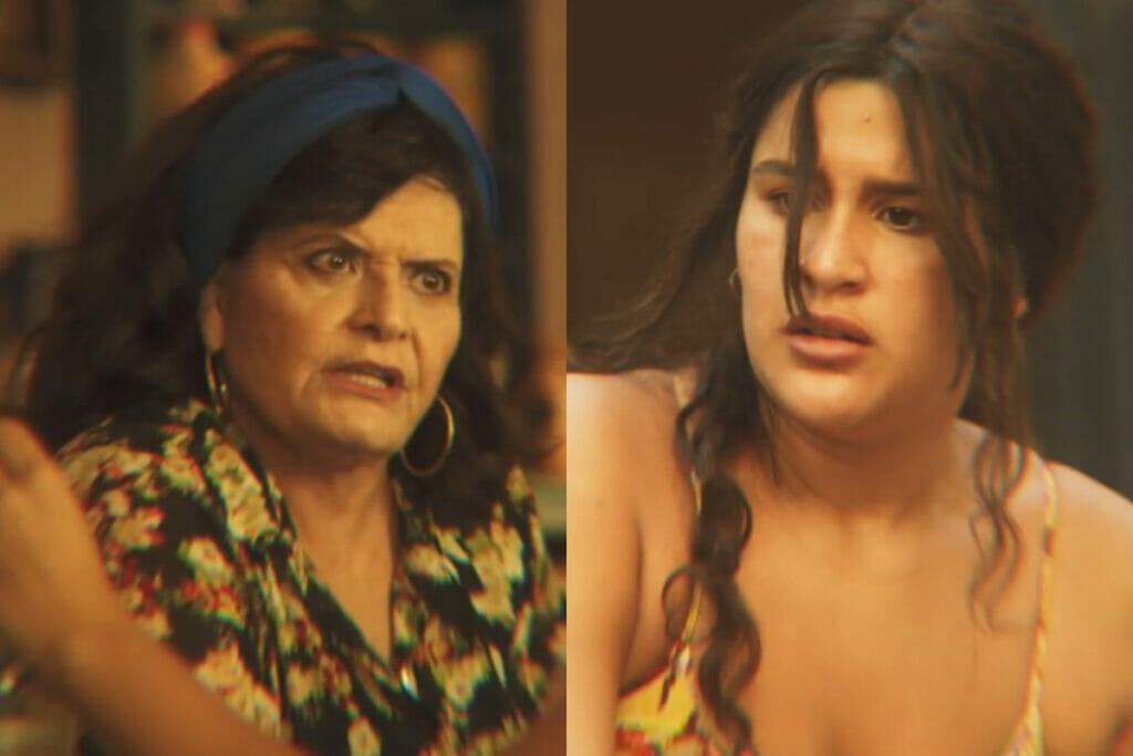 Tuninha e Paula revelam o passado para Ingrid (Reprodução/Globo)