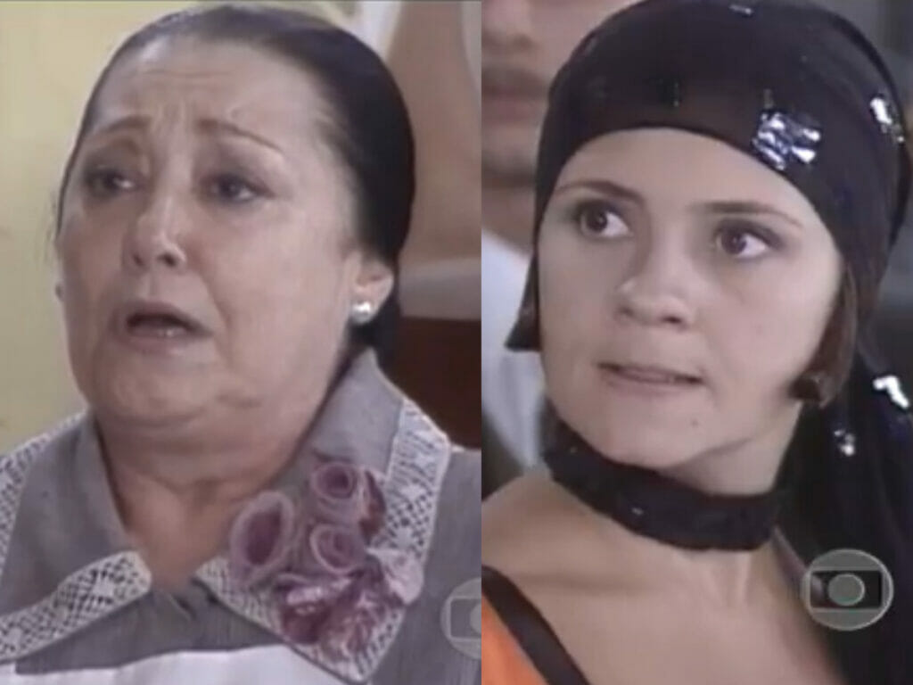 Mimosa (Suely Franco) e Catarina (Adriana Esteves) em O Cravo e a Rosa (Reprodução/Globo)
