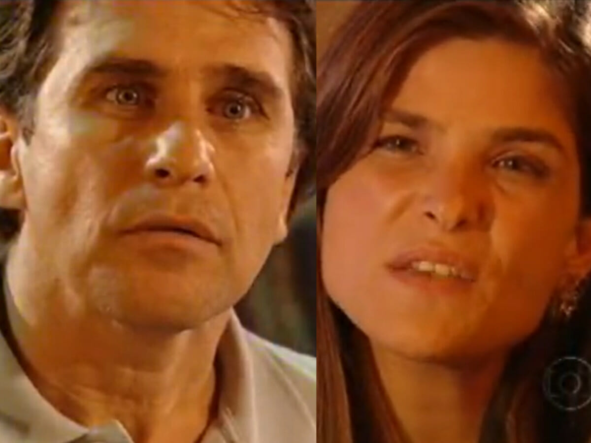 Escobar (Marcos Frota) e Alicinha (Cristiana Oliveira) ela destrói a vida dele em O Clone (Reprodução)