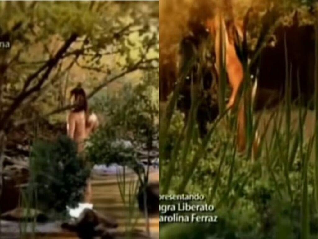 Glenda Santos na abertura da novela Pantanal produzida pelo SBT (Reprodução: SBT)