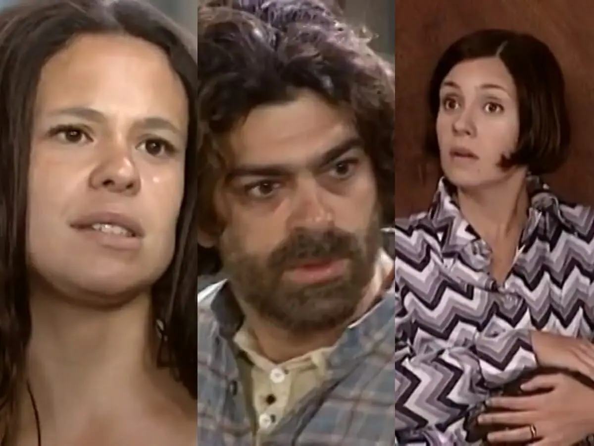 Lindinha (Vanessa Gerbelli), Petruchio (Eduardo Moscovis) e Catarina (Adriana Esteves) de O Cravo e a Rosa