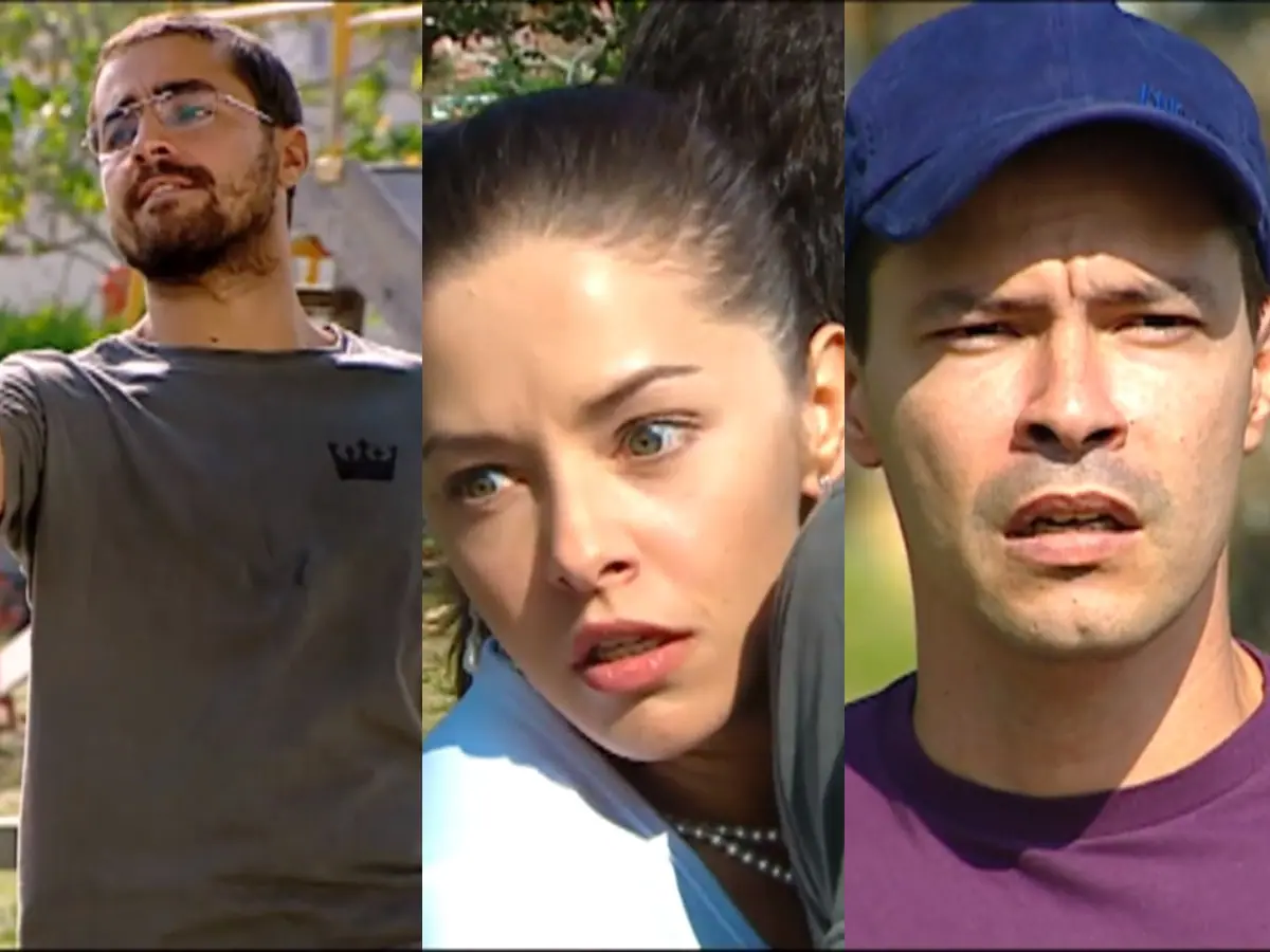 Toni (Ricardo Pereira), Joana (Bianca Rinaldi) e Felipe (Heitor Martinez) de Prova de Amor