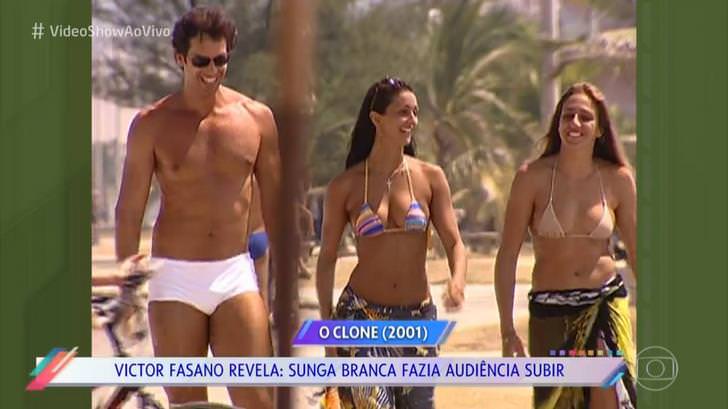 Victor Fasano com sunga branca em O Clone