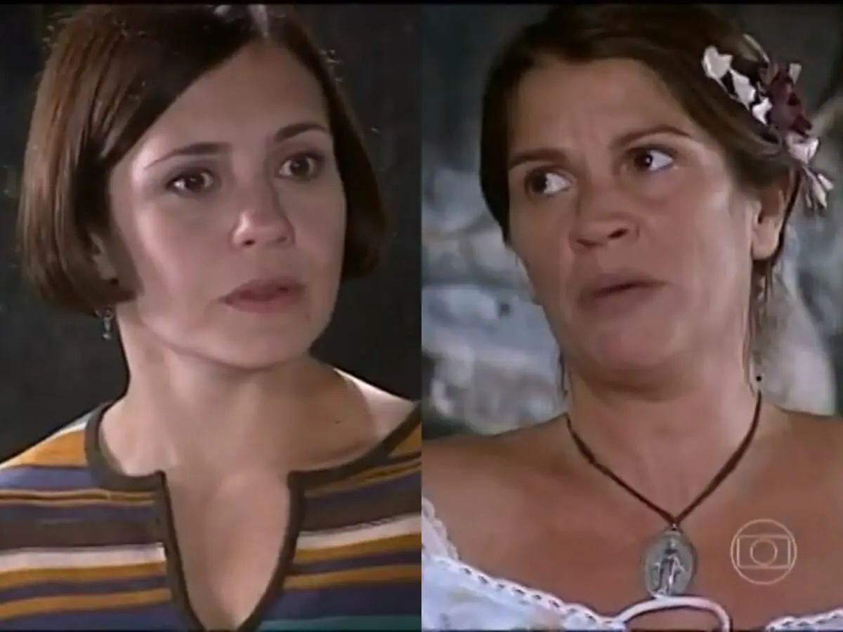 Catarina (Adriana Esteves) e Joana (Tássia Camargo) de O Cravo e a Rosa